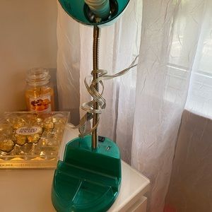 Turquoise lamp w/ charging outlets &device holder